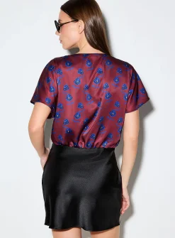 Double-faced satin cropped blouse