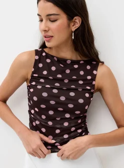 Draped boat-neck cami