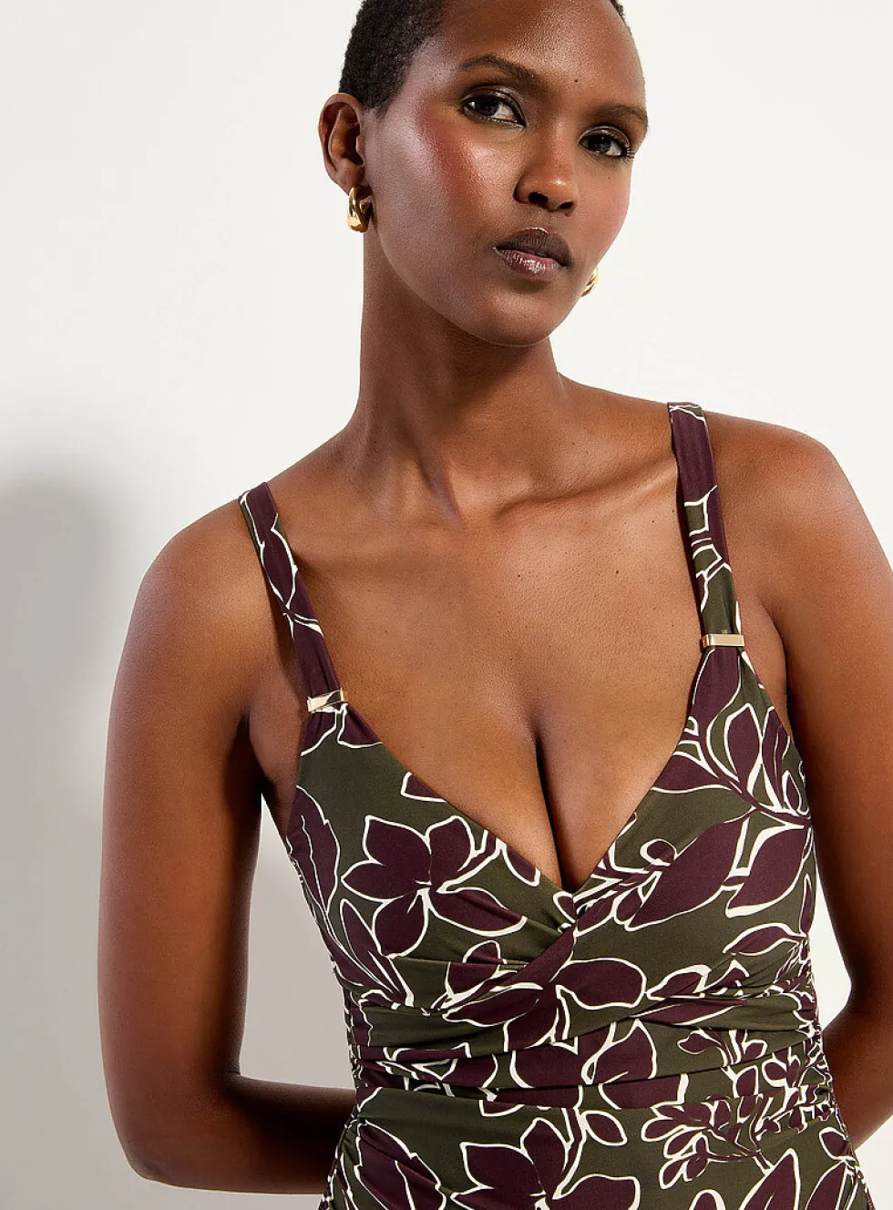 Draped crossed-look one-piece