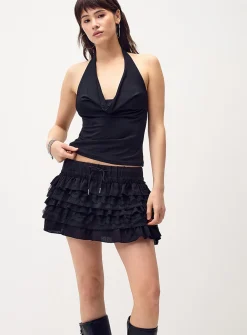 Draped halter-neck cami