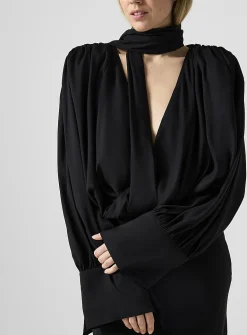 Draped lightweight chiffon dress