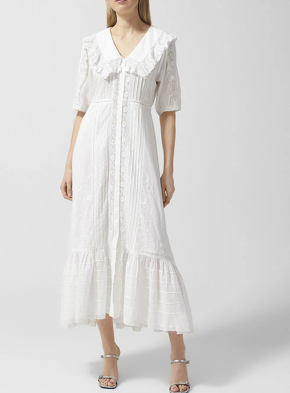 Edina ruffled cotton voile dress