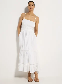 Elastic bust tiered maxi dress