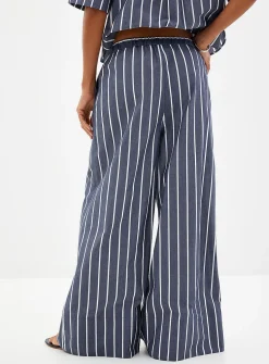 Elastic waist striped culotte