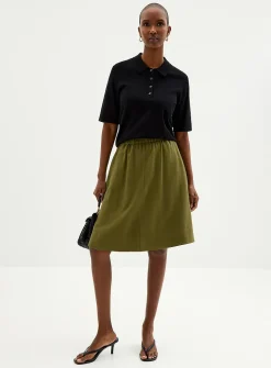 Elastic waistband flared skirt