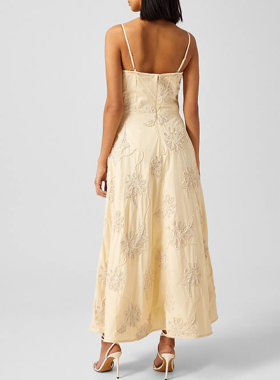 Embossed floral print maxi dress