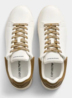 Embossed heel leather sneakers
