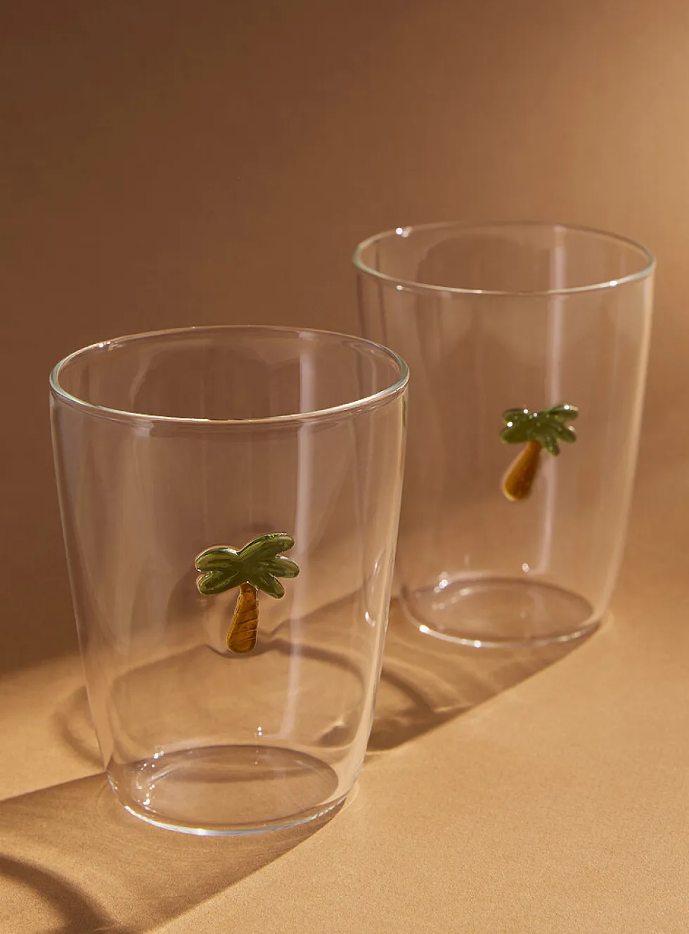 Embossed palm tree glasses