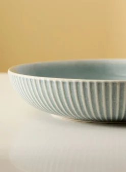 Embossed wide grooves pasta bowl