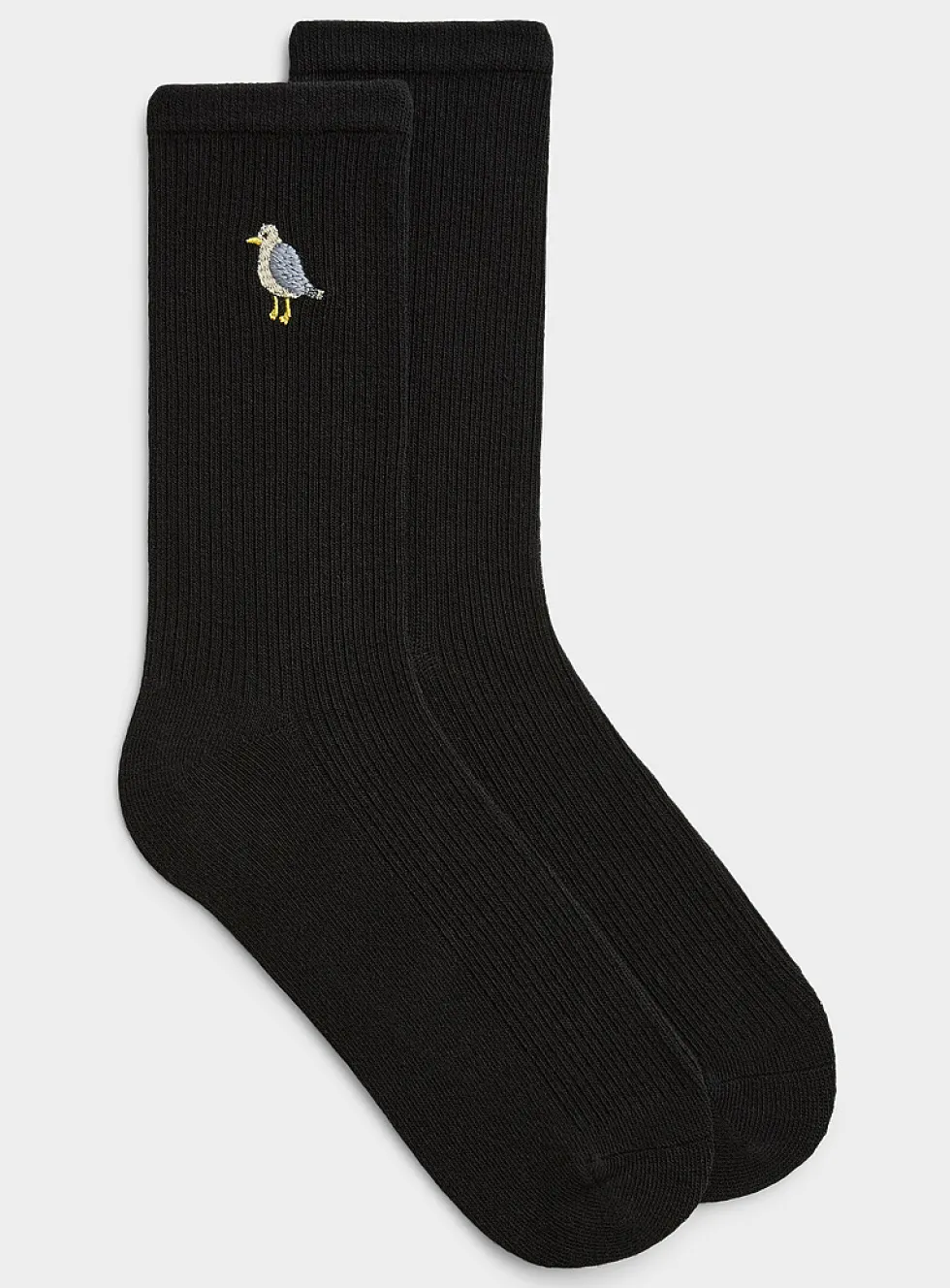 Embroidered animal ribbed socks