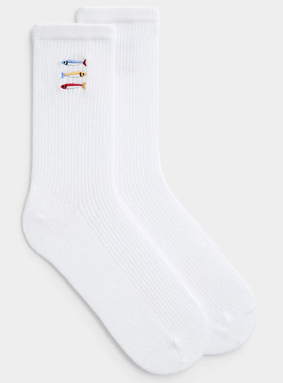 Embroidered animal ribbed socks