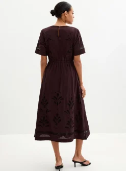 Embroidered bouquet midi dress