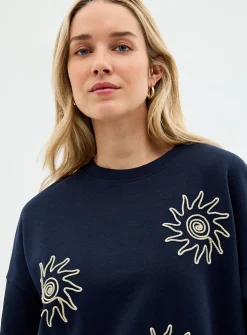 Embroidered embossed-pattern boxy-fit sweatshirt