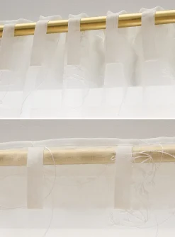 Embroidered flowers sheer curtain