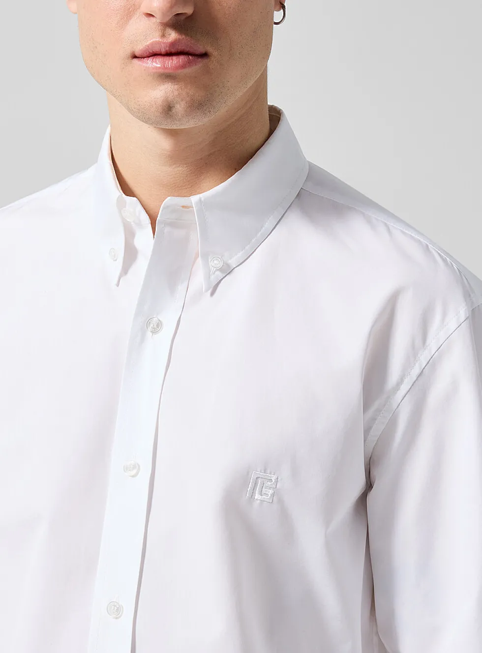 Embroidered logo poplin shirt