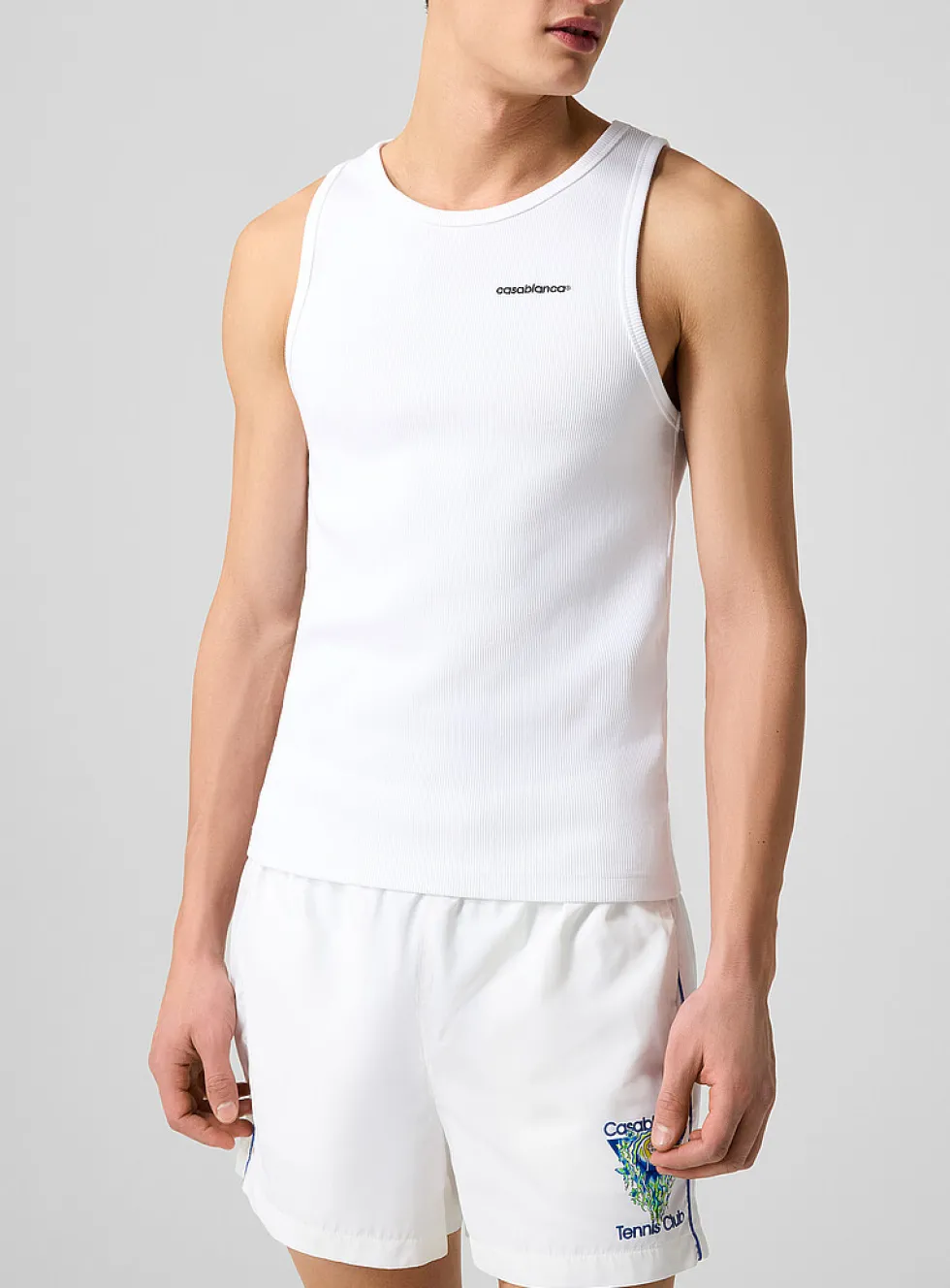 Embroidered logo ribbed tank top