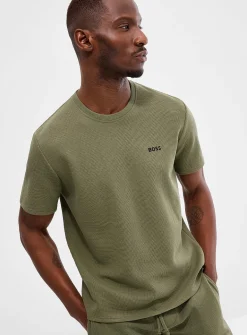 Embroidered logo waffle T-shirt