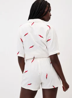Embroidered peppers mini-short