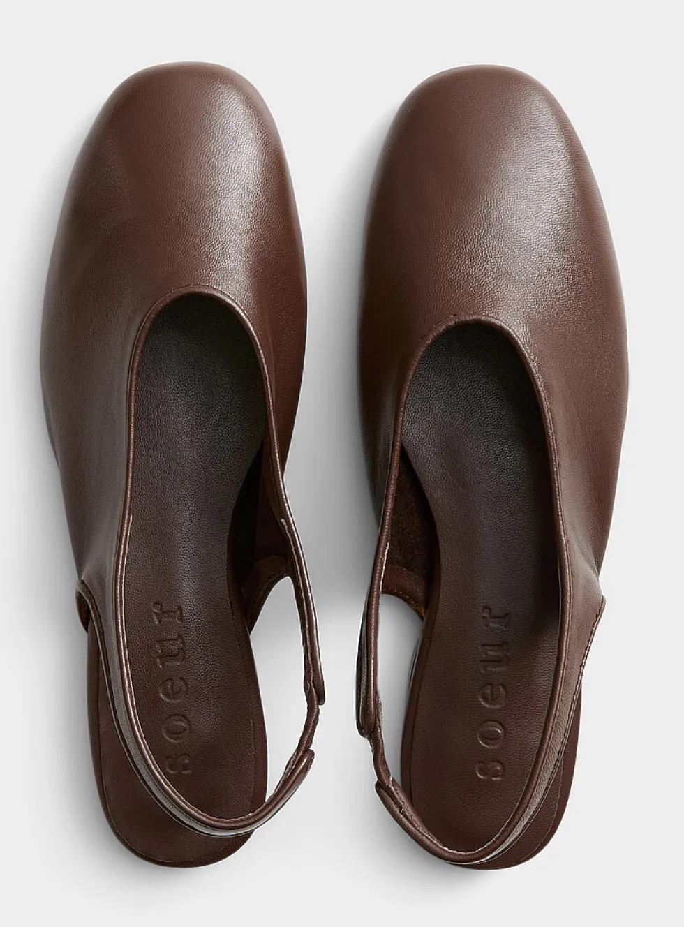 Emmett chocolate brown leather strapped ballet flats