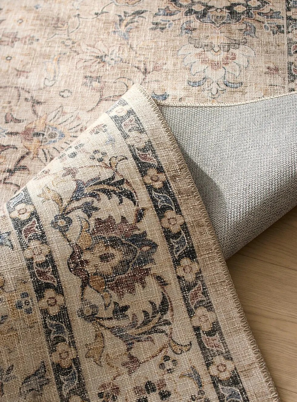 Faded floral fresco rug