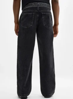 Faded-black belted jean