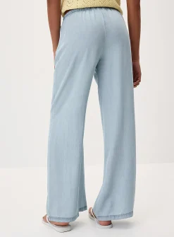 Faux-denim wide-leg pant