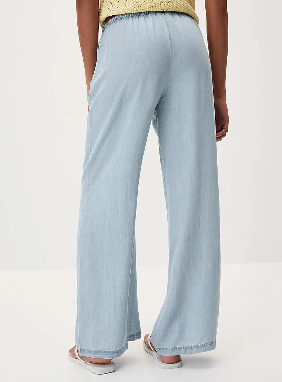 Faux-denim wide-leg pant