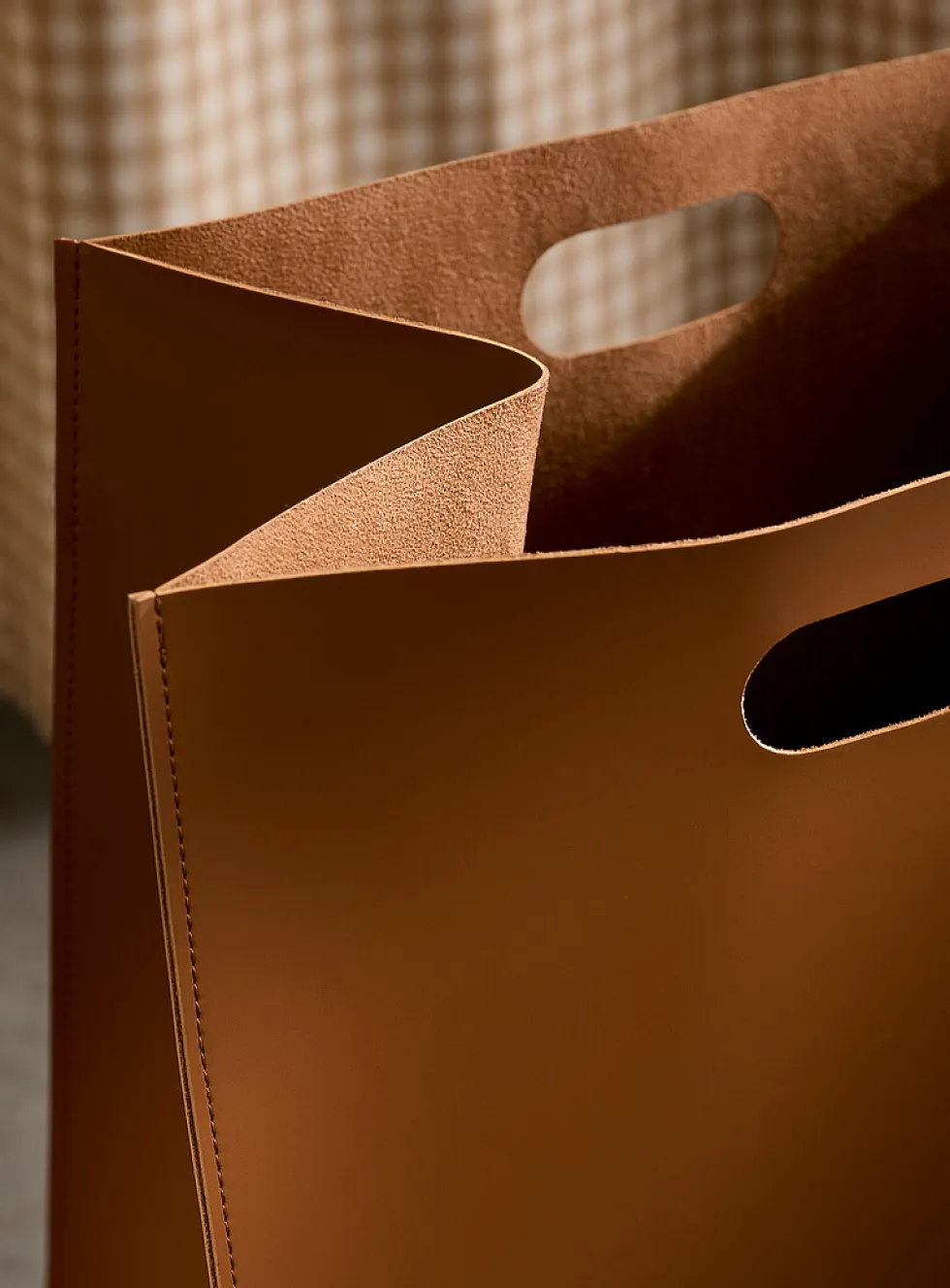 Faux-leather laundry basket