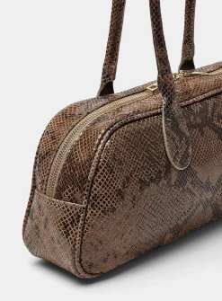 Faux-snakeskin leather bowling bag