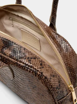 Faux-snakeskin leather bowling bag
