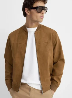 Faux-suede bomber jacket