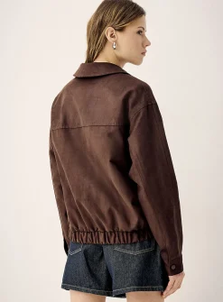 Faux-suede dad jacket