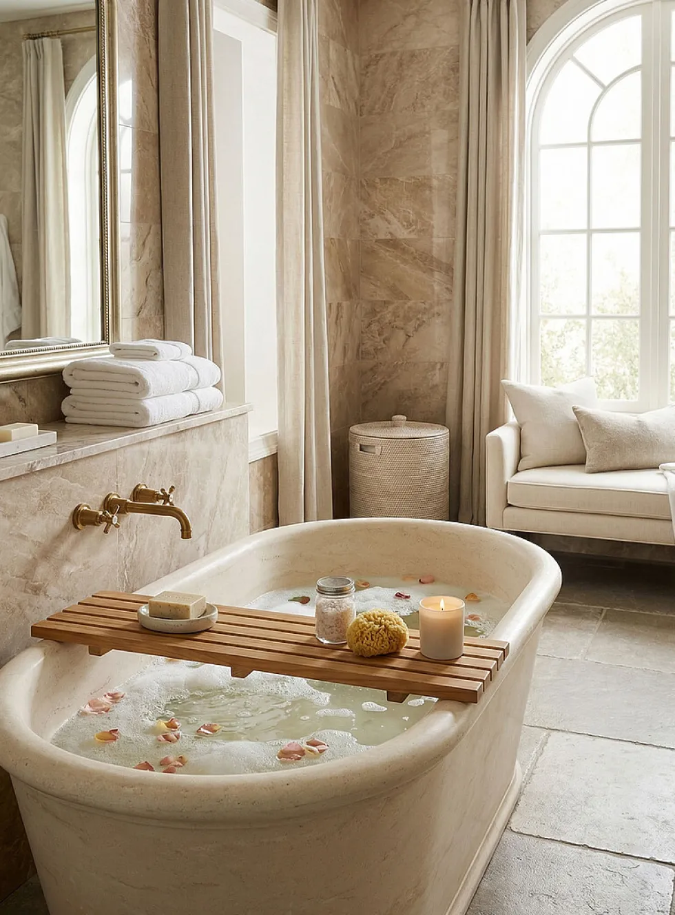 Fiji teak wood bathtub tray