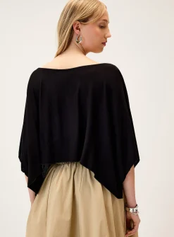 Fine jersey boat-neck poncho