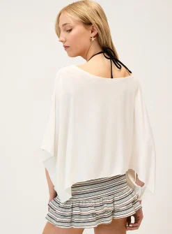 Fine jersey boat-neck poncho