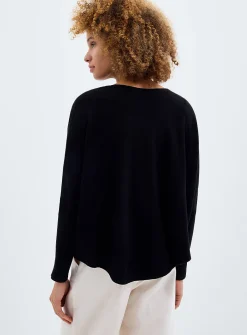 Fine knit oversized boxy-fit boat-neck sweater