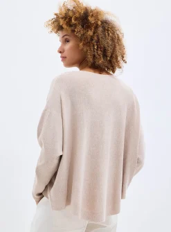 Fine knit oversized boxy-fit boat-neck sweater