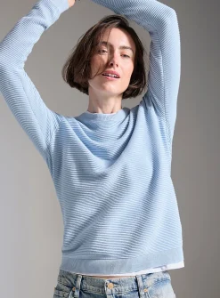 Fine ottoman-knit crew-neck sweater