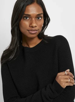 Fine ottoman-knit crew-neck sweater