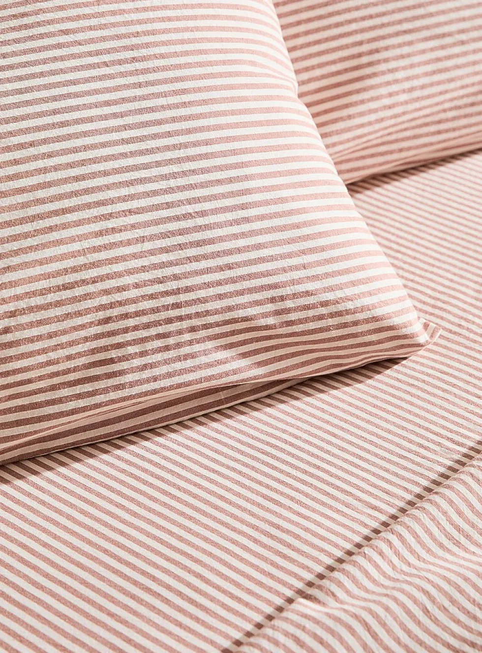 Fine stripe pure organic cotton sheet set