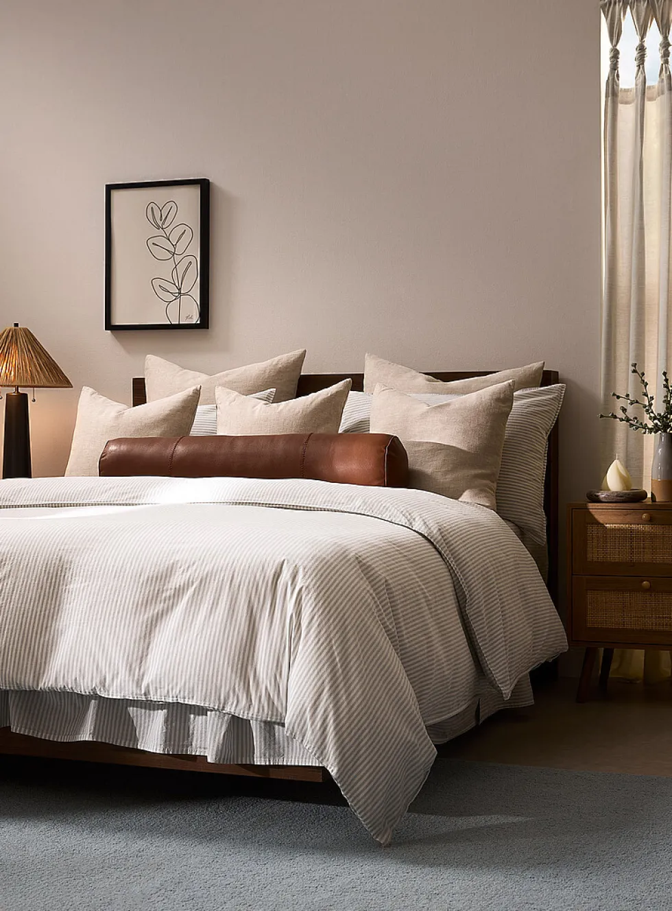 Fine stripes pure organic cotton duvet cover set