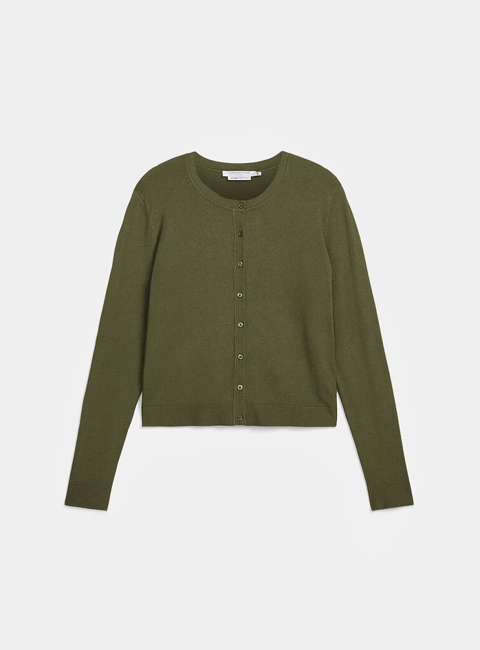 Fine-knit crew-neck cardigan