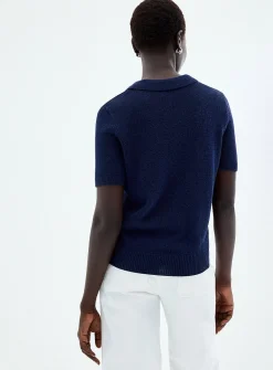 Fine-knit Johnny-collar sweater