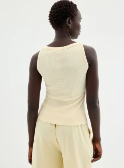 Fitted ribbed boat-neck cami