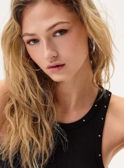 Fitted silver-stud cami