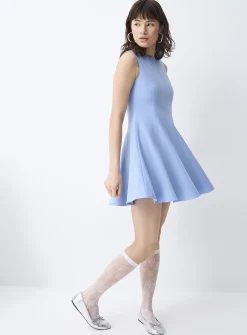 Fitted-waist flared tailored dress