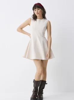 Fitted-waist flared tailored dress