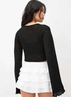 Flared-sleeve terry shrug