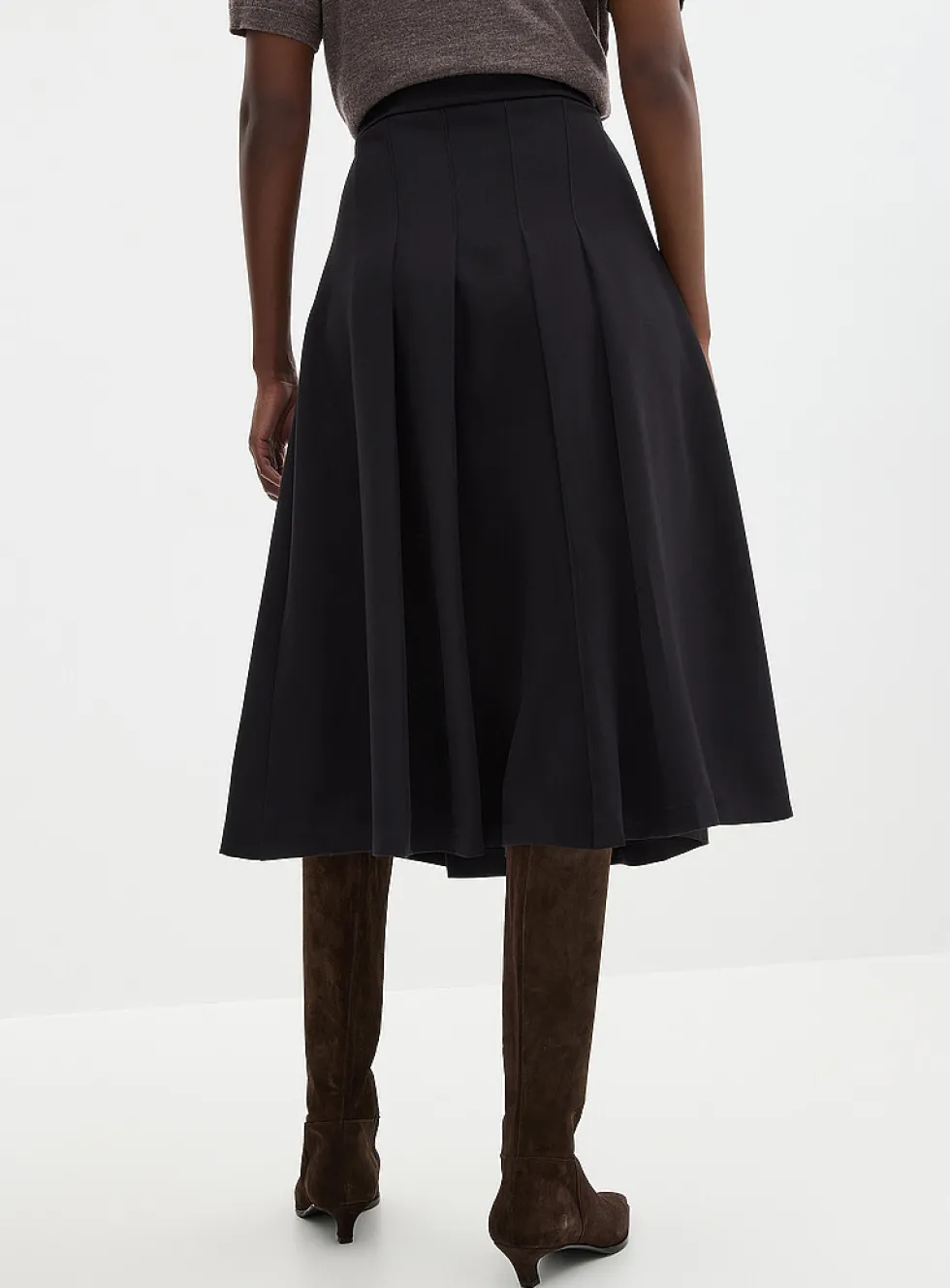Flat pleats midi skirt