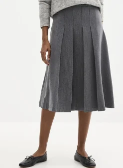 Flat pleats midi skirt